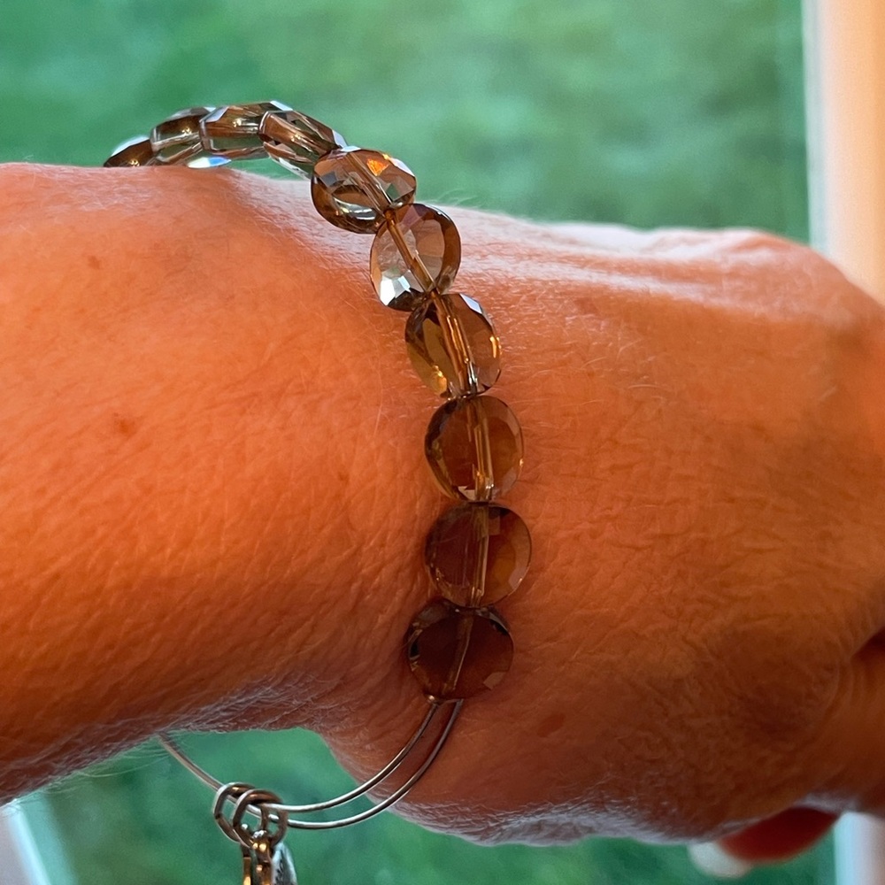 Alex and Ani Smoky Quartz Flat Faceted Beaded Bracelet. EUC.